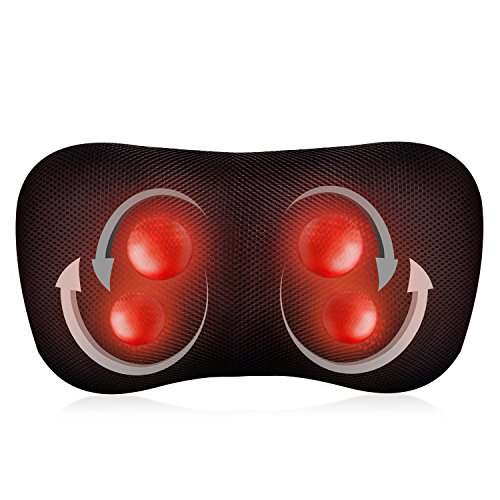 MARNUR Shiatsu Massagekissen Kissen Massage elektronisch Massagegerät Entspannungsmassage 3D-Rotation Infrarotheizung 4 Knoten mit Wärmefunktion Nacken Rücken Hals Back Schultern Taile für Auto Büro Zuhause schwarz - 2