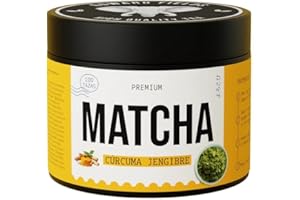 EDWARD FIELDS HIGH QUALITY TEA Edward Fields Tea ® I Té Matcha Premium con Cúrcuma y Jengibre 100g (2-3 meses) I Té verde en polvo Matcha con Cúrcuma y Jengibre puros en polvo I Ingredientes 100% naturales.