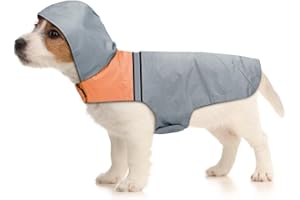 SLE Imperméable pour Chien étanche ultraléger Respirant, Manteau de Pluie Chien avec Bandes réfléchissantes, Imperméable Chien Vêtements de Pluie avec Capuchon pour Petit Moyen Gros Chiens (S)
