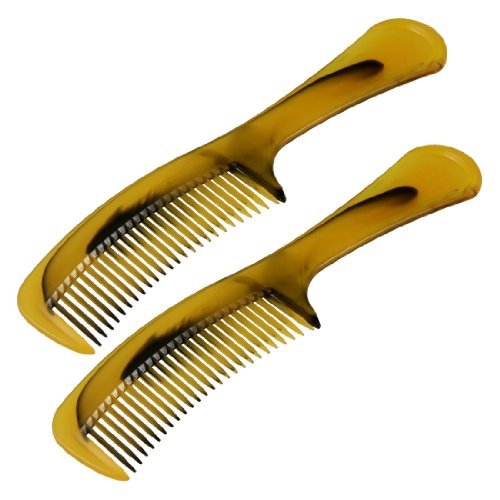 Ladies Light Brown Plastic Fine Teeth 7.9" Long Handgrip Hair Comb