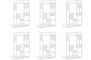 INNÔPLUS Reggilibri, Fermalibri, Fermalibri per Mensole, Reggilibri in Metallo, Ferma Libri da Mensola, Porta Libri per Ufficio, Scuola, Biblioteca, Reggilibri da Mensola di Colore bianco, 3 Pezzi