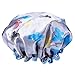 Mudder Waterproof Women Shower Cap Double Layer Bath Cap Elastic Band Spa Shower Hat, 2 Pack, Gray and Beige