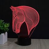 Pferd 3D Optische Illusions-Lampen, FZAI Tolle 7 Farbwechsel Acryl berühren Tabelle Schreibtisch-Nachtlicht mit 150 cm USB-Kabel für Kinder Schlafzimmer Geburtstagsgeschenke - 5