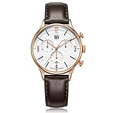 DuFa Unisex Chronograph Quarz Uhr mit Leder Armband DF-9002-05