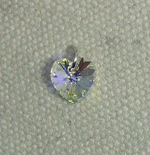 Crystal AB Heart Charm on a Sterling Silver Jumpring - made with Swarovski Elements