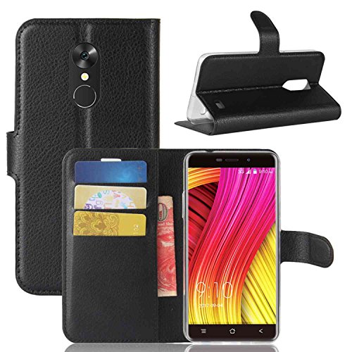 GuranÂ® Custodia in Pu Pelle per Blackview A10 Smartphone avere Portafoglio e Funzione Stent Case Flip Cover Caso Copertura Protettiva-nero