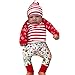 Produktbild ALISIAM Herbst Winter Weihnachten Schwarzer Freitag Cyber Monday Baby Unisex Karikatur schön Drucken Hautfreundlich Streifen Pullover und Hose und Mütze Passen Kinderkleidung