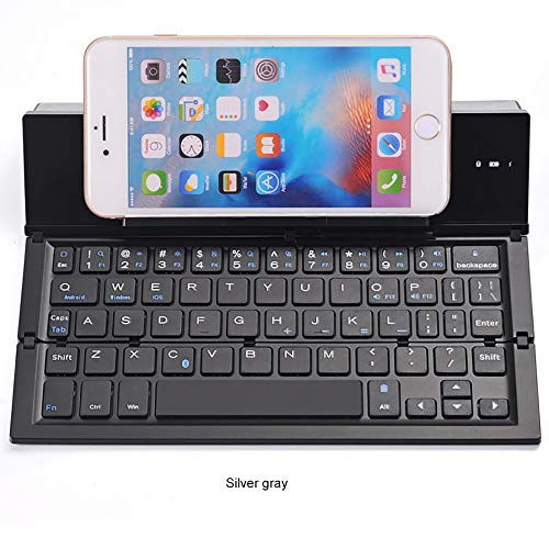 Preisvergleich Produktbild Klappbare Tastatur, Tragbare, Schlanke, Kabellose Bluetooth-Tastatur, Ständer Aus Aluminiumlegierung Mit Universal Für Iphone 7 / Iphone 7 Plus / Windows / Ios / Mac / Android-Tablet / Smartphone,Black