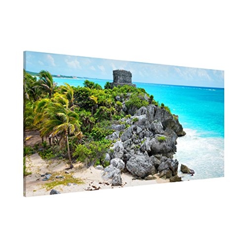 Bilderwelten magnético Junta – Caribe Costa Tulum ruins – Panorama paisaje formato pared Metal mensaje tablero magnético, imán y pizarra tablón de anuncios mural cocina oficina, Dimensión HxW: 37 cm x 78 cm