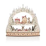 weihnachtsdeko holz aussen selber machen Dekorativer 3D-Schwibbogen mit drehender Pyramide und indirekter LED-Beleuchtung.