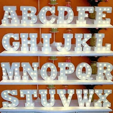 26 Letters Alphabet Night LED Lamp Wall Decoration For Children Bedroom Wedding Decor , c