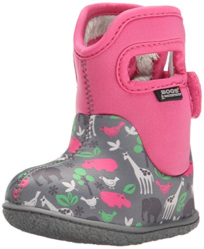 New Infants Bogs Wellington Boots With Pull On Handle And Touch Fasten - Pink/Multi - UK SIZES 3-9, Pink/multi, 3 UK
