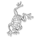 Broche de plata de ley con circonitas Pin de rana - JewelryWeb