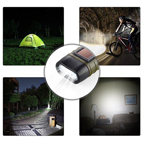 Dynamo Taschenlampe Handkurbel & Solar Notfall-Taschenlampe mit Karabiner Clip für Outdoor Camping Klettern Wandern - 7