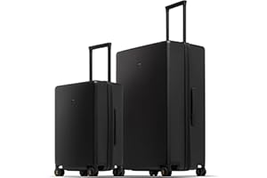 LEVEL8 Maletas de Viaje Maleta Cabina Liviano 100% Policarbonato Diamante Textura Maleta Rígida, Equipaje a Cabina Aprobado por la TSA con 8 Ruedas Giratorias Juego de 2 Piezas (40L+105L), Negro