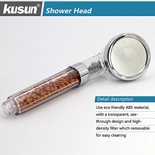 Kusun® Handbrause Hoher Druck Wasserspar dusche duschkopf Ionenfilter Wassereinsparung Ionic Shower Filter Chlor Filtration Showerhead - 3