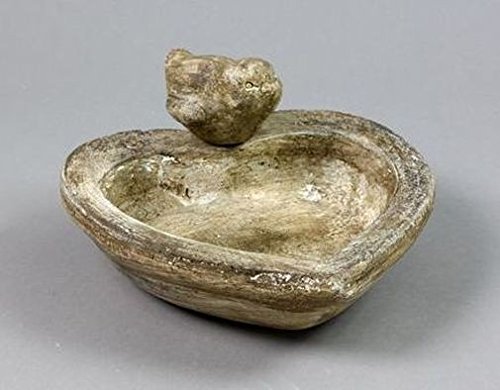 Vogeltränke Herzform Keramik glasiert creme- grau Deko- Vogel Antik- Look