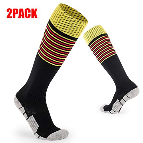 MORUDO 2 Paires Chaussettes Rugby Enfants Elastique Maille Respirabilité Longueur 33cm / 38cm Chaussette Football Entraînement Genou Hautes Football Hockey Randonnée