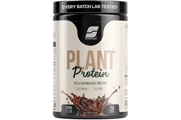 Sparkfusion Plant Protein Powder Isolated Pea & Brown Rice Protein 25 gm Protein Easy To Digest Triple Chocolate Flavour 1 kg