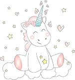 Wandtattoo Wandsticker Aufkleber Wall Tattoo Kinderzimmer Schlafzimmer Unicorn Einhorn cutie mit 6 Leuchtsternen 100 cm x 78 cm - 4