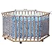 BABY VIVO WOODEN PLAYPEN 6-SIDE WITH REMOVABLE WASHABLE INLAY BLUE
