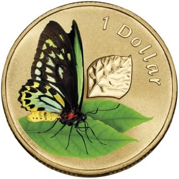 $1 (Australian Dollar) AUD - Animals of The Zoo Air Series Cairns Birdwing Butterfly 2011 Colour Printed Frosted Uncirculated Coin Presentation Card - Ideal Kids / Children Gift - 2014