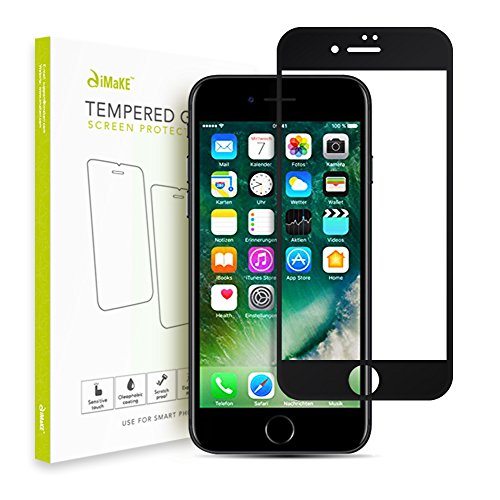 iPhone 7 folie Panzerglas aiMaKE 2 Stück iPhone 7 schutzfolie panzerglas iphone 7 4.7 Zoll | 99% HD Ultra-klar glasfolie(0,33mm Schwarz) - 6