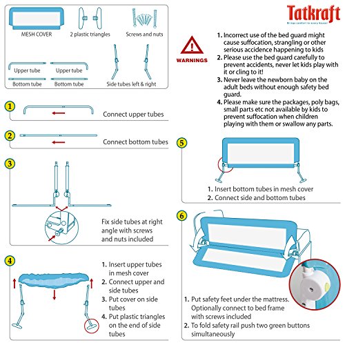 Tatkraft Guard Faltbare Kinder Bettgitter Stahl Kunststoff Polyester 120X47X65cm - 7