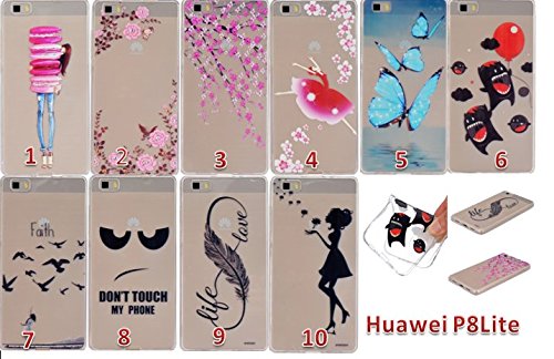 Ultra Slim Dünn Silikon TPU Transparent für Huawei P8 Lite Hülle , Premium Handy Tasche Schutz Hülle Case Cover Etui Strass Schutz schutzhülle Bumper Schale Silicone für Huawei P8 Lite + Staubstecker (2) - 6
