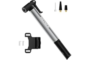 HNVNER Pompe à Vélo pour Schrader et Presta Valve,Mini Pompe avec Aiguille Gonflage,Pompe a Velo Portable Compacte légère avec Support de Fixation pour VTT, BMX, Moto et Ballon