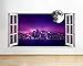 Produktbild Moon City Skyline Cool Nacht Schlafzimmer Fenster Wand Aufkleber 3D Kunst Aufkleber Vinyl Raum