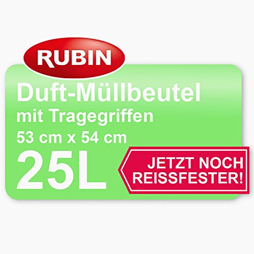 Duft Müllbeutel – 20 Liter (120 Stück) – Mit Tragegriffen und Zugband – dezent duftend – 3er Pack (3×40 Stück) – Ideal für Haushalt- Büro- und Badeimer - 3