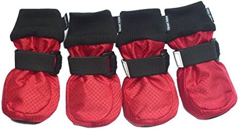 Vibrant Fellow Paw Protector Dog Boots Soft Protective and Skid-proof Set of 4 Size XS Colour Red
