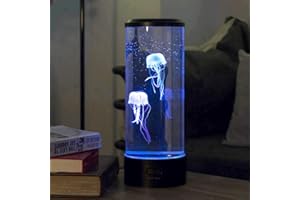 ISAKEN Lampa z meduzą z lawą, zmieniająca kolor lampka nocna LED z 2 sztucznymi meduzami, zbiornik z meduzą USB, nastrojowe światło prezent dla dzieci do domu, biura, sypialni, dekoracja