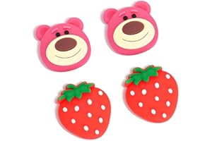 Viwind Thumb Grip Caps Compatible with Nintendo Switch/OLED/Switch Lite, Soft Silicone Joy-Con Joystick Grip Cute 3D Analog Stick Cover-Strawberry&Bear