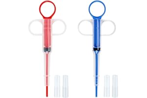 Nifocc Pet Medicine Feeder Pet Pill Syringe Pet Liquid Feeding Dispenser Feeding Tool with Soft Silicone Tip for Dogs Cats Birds Small Animals Blue and Red 2 Pcs