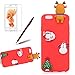 Produktbild Girlyard Hülle für iPhone 6S - Weich TPU Silikon Schutzhülle Niedlichen 3D Weihnachten Christmas Muster Entwurf Schale Tasche Flexible Gummi Dünn Etui Matt Cover Anti-Stoß Kratzfeste für Apple iPhone 6/ iPhone 6S (4.7 Zoll) Hirsch Rot