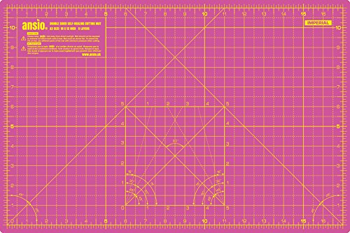Ansio Schneidematte, doppelseitig, selbstheilend, A3, 5-lagig, 45 x 30 cm, metrische/empirische Maßangaben, Pink/ lavendelfarben
