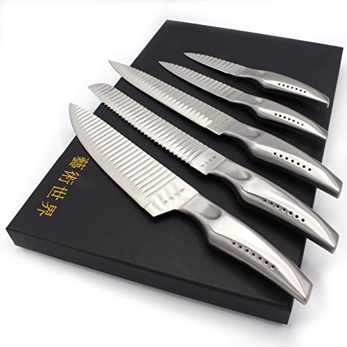 1aTTack.de Messer Messerset 5-teilig mit Spezialklingen Hygienisch und Scharf Edelstahl - 3