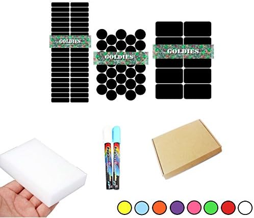 80 RE-WRITABLE CHALKBOARD BLACKBOARD LABELS Herb &amp; Spice Jar or Tupperware Stickers in various sizes includes 2 chalk pens (3mm) and 1 magic eraser sponge