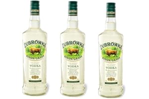 3 Flaschen Zubrowka Bison Grass Wodka a 0,7L Vodka aus polnischem Roggen mit Bisongras 37,5% Vol.