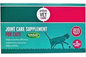 PDSA Joint Care Supplement for Cats 60 Tablets - Joint Mobility Support, Natural Ingredients, Easy Feed