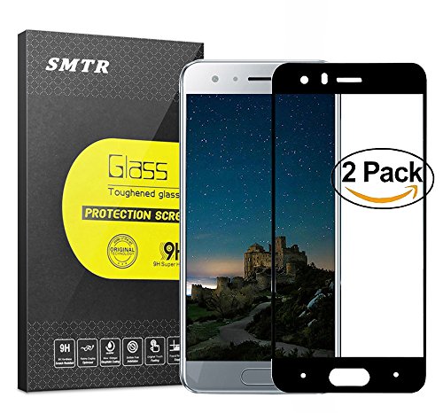 SMTR Pellicola Protettiva Huawei Honor 9, [Durezza 9H] [Facilità Di Installazione] [HD Clear] Dello Schermo in Vetro Temprato, 2pack Nero