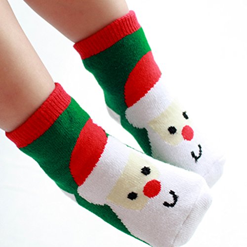 Toddler Baby Boy Girl Christmas Socks Gifts (1-3Y, Santa Claus Print)