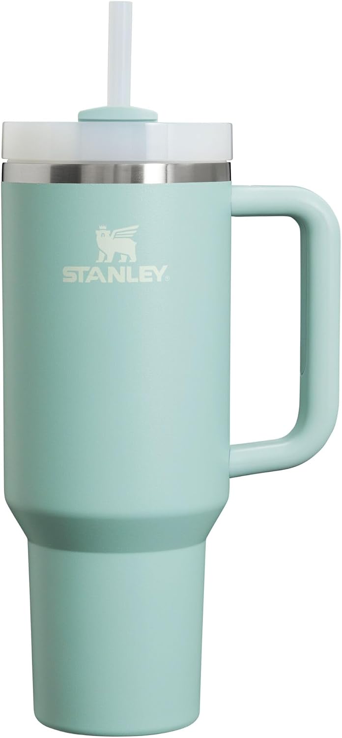 Stanley Quencher - Vaso H2.0 con mango - 1200 ml - Tapa de rosca con pajita incluida - Antifugas y portavasos de coche compatible para viajes - Vaso térmico de acero