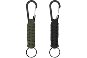 LSUWDE Paracord Keychain with Carabiner Clips, 2 Pack, Paracord Keyring Braided Kit, Braided Rope Keychain, Paracord Key Holder, Paracord Lanyard with Locking D Ring Hooks, for Outdoor, Hiking, Camping