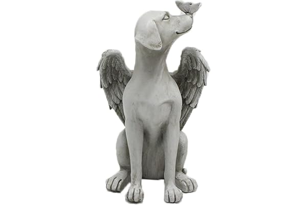 Dnoifne Statue commémorative en forme d'ange pour chien, pierres commémoratives pour chien, cadeau commémoratif pour chien, marqueur de tombe pour animaux de compagnie, statue de hommage