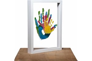 B BACHVIBES Kit de Huellas Familiares con Marco Incluye Pinturas No Tóxicas-Placas Acrílicas Herramientas para DIY-Perfecto para Baby Shower Nuevas Mamás y Decoración del Hogar-Regalo Emotivo (Blanco)