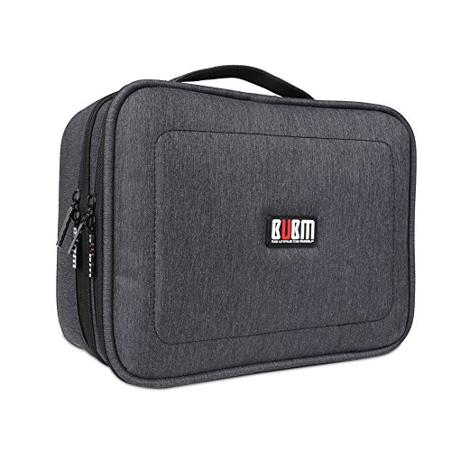 BUBM Mehrfachfunktion Kabelorganiser Tasche Reisetasche mit Doppelschichten für Elektronische Zubehöre wie Netzteil, Maus und USB Stricks(Groß, Schwarz) - 2