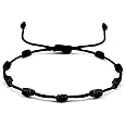 Black Beauty Nazar Dhaga With Knotted Beads Rosary Design Avoid Negetive Enegy Adjustable Black Thread Anklet For Evil Eye & Good Luck, Amulet for Success & Prosperity for Men, Women, Girls & Boys,